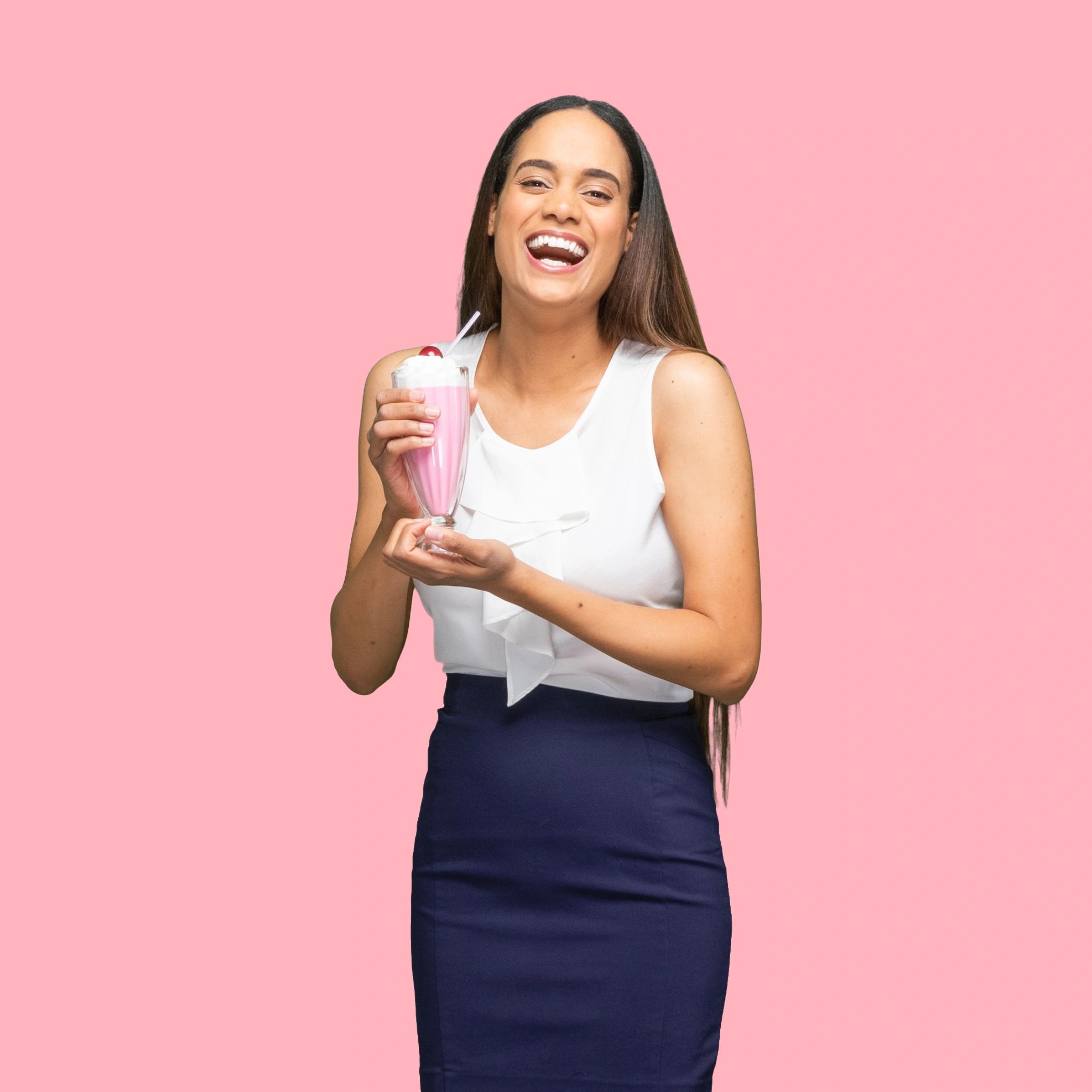 Portrait of a smiling woman on a colourful background