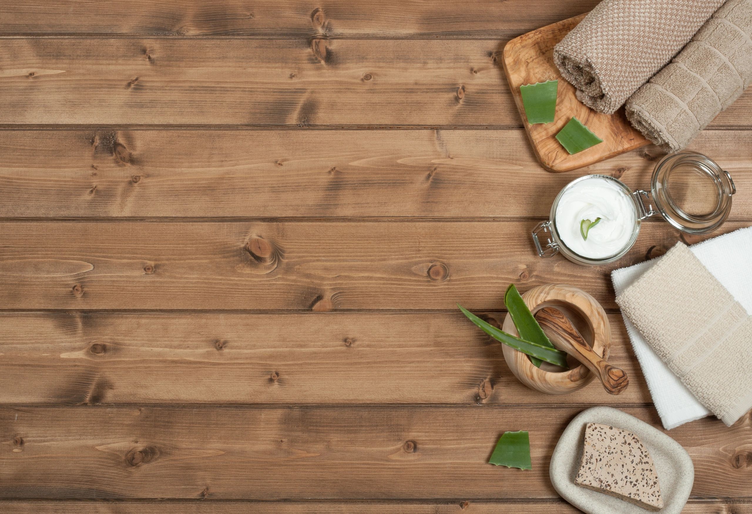 Natural body care kit flat lay